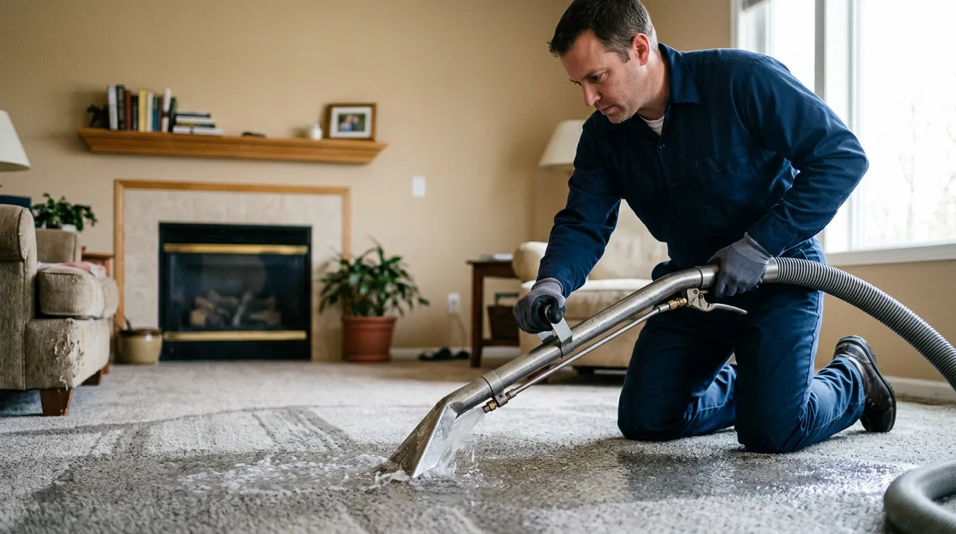 Water damage restoration technician working near Caribou, ME